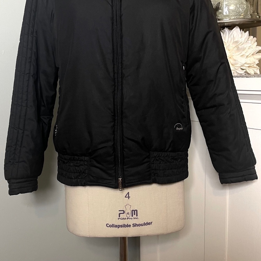 Bogner Black Vintage Ski Bomber Coat Winter Jacket Zip Snap 8 Medium Ski Coat - Picture 5 of 12
